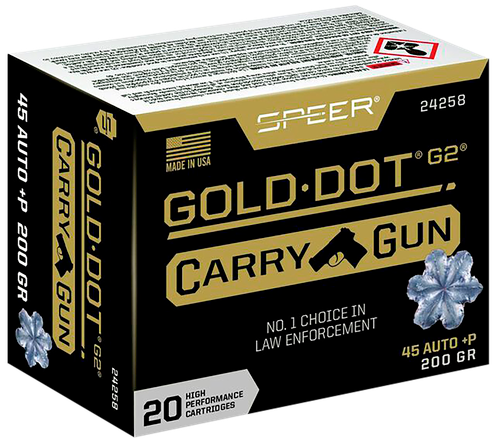 Speer Gold Dot Carry Gun 45 ACP +P Ammo - 200 Grain | JHP | 20rd Box