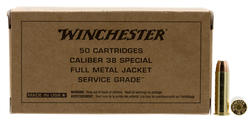Winchester Service Grade 38 Special Ammo - 130 Grain | FMJ | 50rd Box