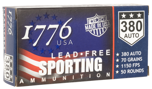 1776 USA Lead Free Sporting 380 ACP Ammo - 70 Grain | FMJ | 50rd Box