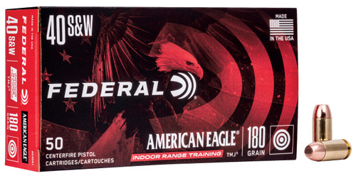 Federal American Eagle Indoor Range Training 40 S&W Ammo - 180 Grain | TMJ | 50rd Box