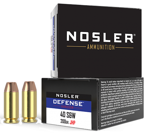 Nosler Defense 40 S&W Ammo - 200 Grain | JHP | 20rd Box (39123)