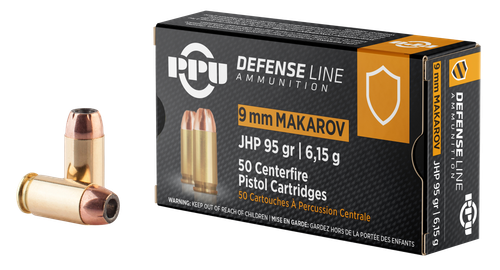 PPU Defense 9x18 Makarov Ammo - 95 Grain | JHP | 50rd Box