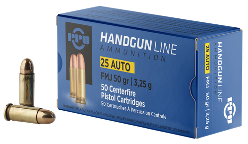 PPU 25 ACP Ammo - 50 Grain | FMJ | 50rd Box