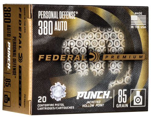 Federal Punch Personal Defense 380 ACP Ammo - 85 Grain | JHP | 20rd Box