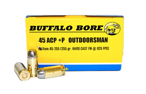 Buffalo Bore Outdoorsman Strictly Business 45 ACP +P Ammo - 255 Grain | Lead | 20rd Box