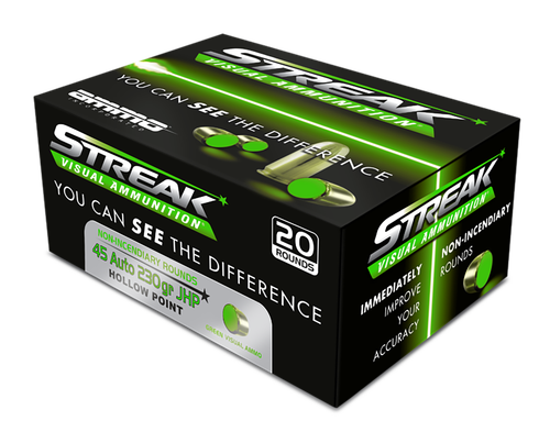 Ammo Inc Streak Visual (GREEN) 45 ACP Ammo - 230 Grain | JHP | 20rd Box