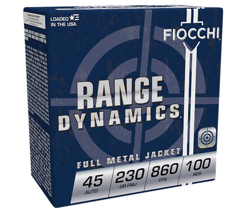 Fiocchi Range Dynamics 45 ACP Ammo - 230 Grain | FMJ | 100rd Box