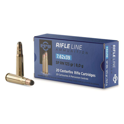 PPU Rifle Line 7.62x39 Ammo - 123 Grain | Soft Point | 20rd Box (PP739P)