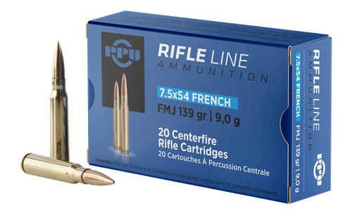 PPU Metric Rifle 7.5x54 French Ammo - 139 Grain | FMJ | 20rd Box