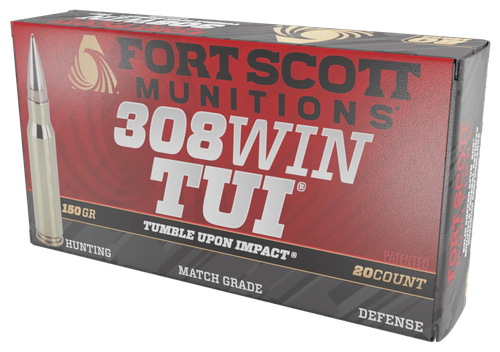 Fort Scott Munitions Tumble Upon Impact (TUI) 308 Win Ammo - 150 Grain | Solid Copper | 20rd Box