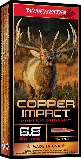 Winchester Copper Impact 6.8 Western Ammo - 162 Grain | Solid Copper | 20rd Box