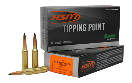 HSM Tipping Point 6.5 Creedmoor Ammo - 130 Grain | Polymer Tip | 20rd Box