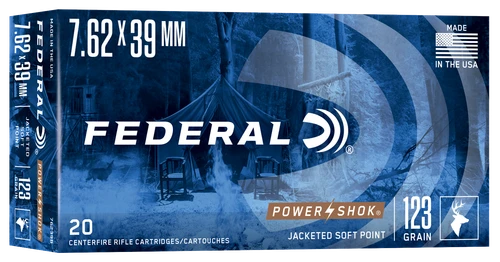Federal Power-Shok 7.62x39 Ammo - 123 Grain | Soft Point | 20rd Box