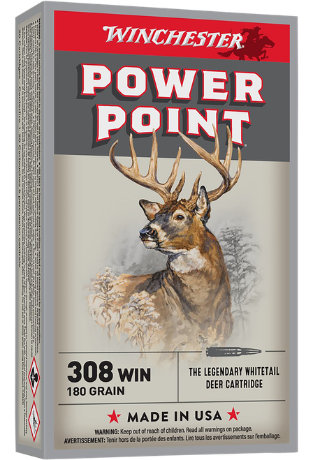 Winchester Power-Point 308 Win Ammo - 180 Grain | Soft Point | 20rd Box