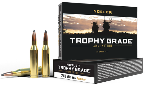 Nosler Trophy Grade 243 Win Ammo - 85 Grain | Soft Point | 20rd Box