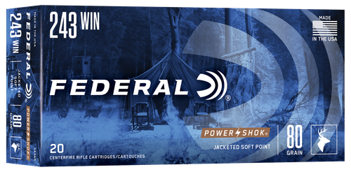 Federal Power-Shok 243 Win Ammo - 80 Grain | Soft Point | 20rd Box