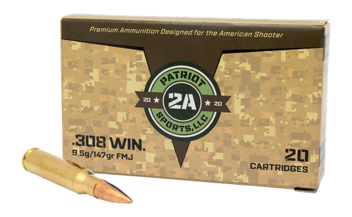 Patriot Sports Llc 308 Win Ammo - 147 Grain | FMJ | 20rd Box