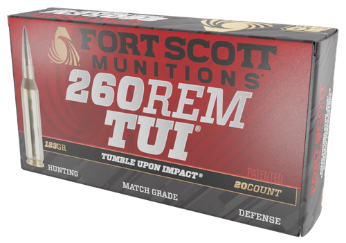 Fort Scott Munitions Tumble Upon Impact (TUI) 260 Rem Ammo - 123 Grain | Solid Copper | 20rd Box