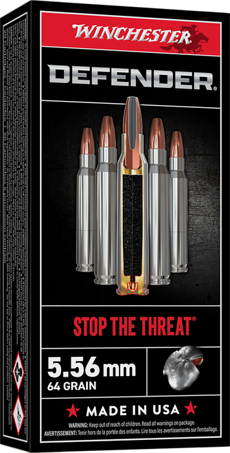 Winchester Defender 5.56 NATO Ammo - 64 Grain | Soft Point | 20rd Box