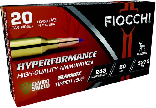Fiocchi Hyperformance 243 Win Ammo - 80 Grain | Solid Copper | 20rd Box