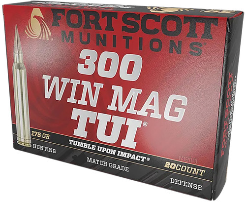 Fort Scott Munitions Tumble Upon Impact (TUI) 300 Win Mag Ammo - 175 Grain | Solid Copper | 20rd Box