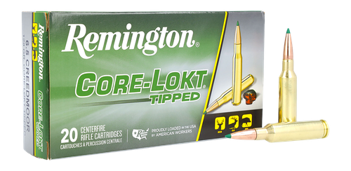 Remington Core-Lokt Tipped 6.5 Creedmoor Ammo - 129 Grain | Polymer Tip | 20rd Box