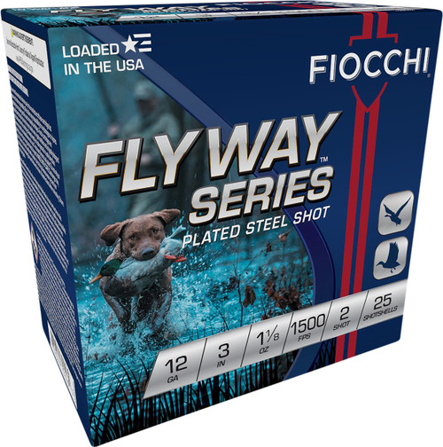 Fiocchi Flyway 12 Gauge Ammo - 3" | 1 1/8 oz | #2 Steel Shot | 25rd Box