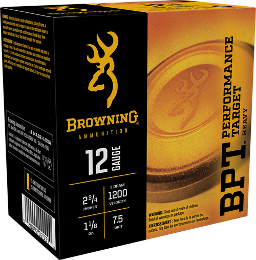 Browning BPT Performance Target Heavy 12 Gauge Ammo - 2-3/4" | 1 1/8 oz | #7.5 Shot | 25rd Box
