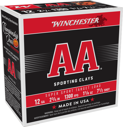 Winchester AA Super Sport Sporting Clay 12 Gauge Ammo - 2-3/4" | 1 1/8 oz | #7.5 Shot | 25rd Box