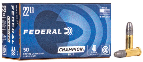 Federal Champion Training 22 LR Ammo - 40 Grain | LRN | 50rd Box