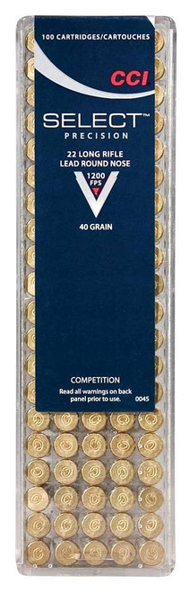 CCI Select Precision 22 LR Ammo - 40 Grain | LRN | 100rd Box