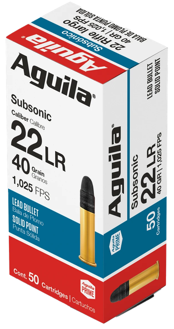 Aguila Subsonic 22 LR Ammo - 40 Grain | LRN | 50rd Box