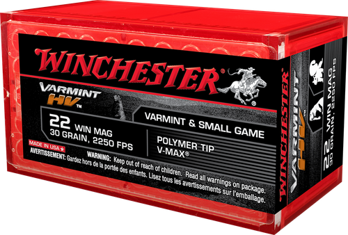 Winchester Varmint HV 22 WMR Ammo - 30 Grain | Polymer Tip | 50rd Box