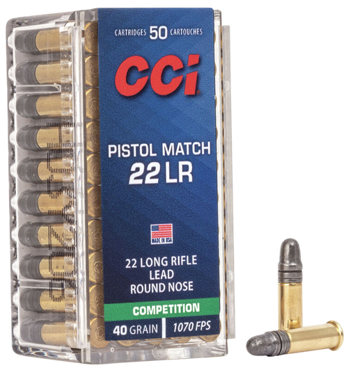 CCI Pistol Match Competition 22 LR Ammo - 40 Grain | LRN | 50rd Box