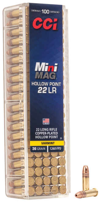 CCI Mini-Mag High Velocity 22 LR Ammo - 36 Grain | HP | 100rd Box