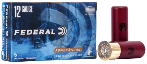 Federal Power-Shok Low Recoil 12 Gauge Ammo - 2-3/4" | 9 Pellet | 00 Buck | 5rd Box
