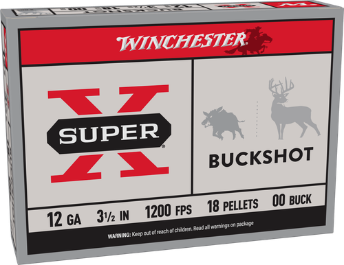 Winchester Super X 12 Gauge Ammo - 3-1/2" | 18 Pellet | 00 Buck | 5rd Box