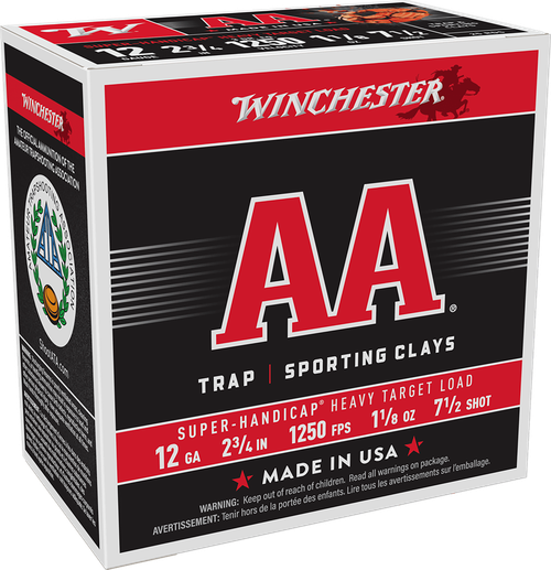 Winchester AA Super Handicap Heavy Target 12 Gauge Ammo - 2-3/4" | 1 1/8 oz | #7.5 Shot | 25rd Box