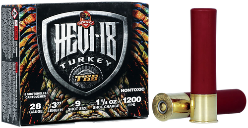 HEVI-Shot HEVI-18 TSS Turkey 28 Gauge Ammo - 3" | 1 1/4 oz | #9 Tungsten Shot | 5rd Box