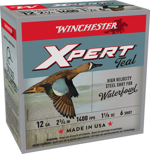 Winchester Super X Xpert High Velocity 12 Gauge Ammo - 2-3/4" | 1 1/8 oz | #6 Steel Shot | 25rd Box (WEX12H6)