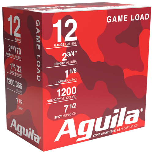Aguila Game Load 12 Gauge Ammo - 2-3/4" | 1 1/8 oz | #7.5 Shot | 25rd Box