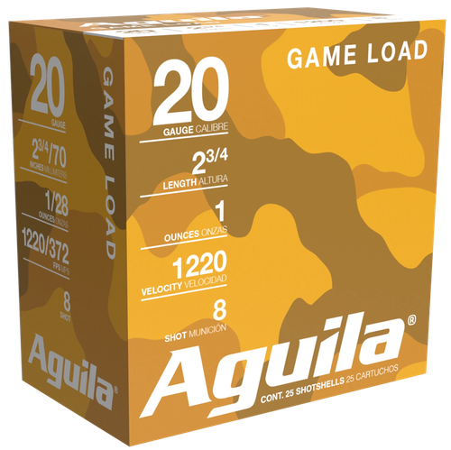 Aguila Game Load 20 Gauge Ammo - 2-3/4" | 1 oz | #8 Shot | 25rd Box