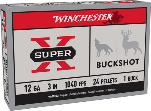 Winchester Super X 12 Gauge Ammo - 3" | 24 Pellet | 1 Buck | 5rd Box