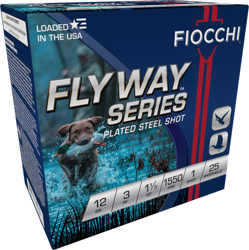 Fiocchi Flyway 12 Gauge Ammo - 3" | 1 1/5 oz | #1 Steel Shot | 25rd Box
