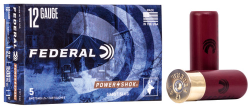 Federal Power-Shok Shotshell 12 Gauge Ammo - 2-3/4" | 1 oz | Sabot Slug | 5rd Box