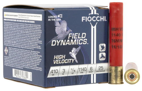 Fiocchi Field Dynamics High Velocity 410 Bore Ammo - 3" | 11/16 oz | #6 Shot | 25rd Box