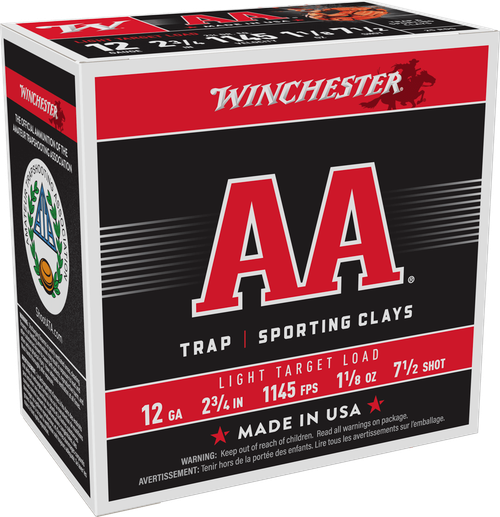 Winchester AA Light Target 12 Gauge Ammo - 2-3/4" | 1 1/8 oz | #7.5 Shot | 25rd Box
