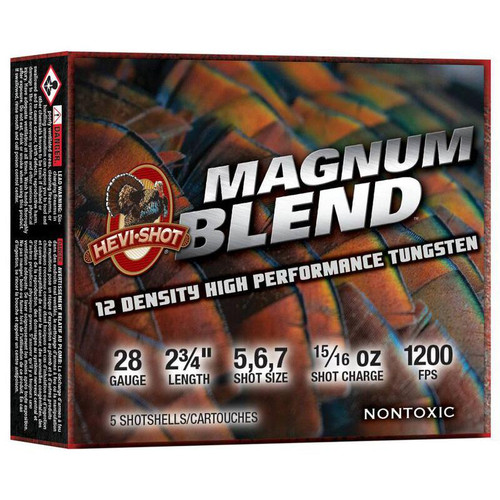 HEVI-Shot Magnum Blend 28 Gauge Ammo - 2-3/4" | 15/16 oz | #5 Tungsten Shot | 5rd Box