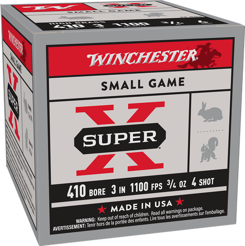 Winchester Super X Heavy Game Load High Brass 410 Bore Ammo - 3" | 3/4 oz | #4 Shot | 25rd Box