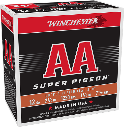 Winchester AA Super Pigeon 12 Gauge Ammo - 2-3/4" | 1 1/4 oz | #7.5 Shot | 25rd Box